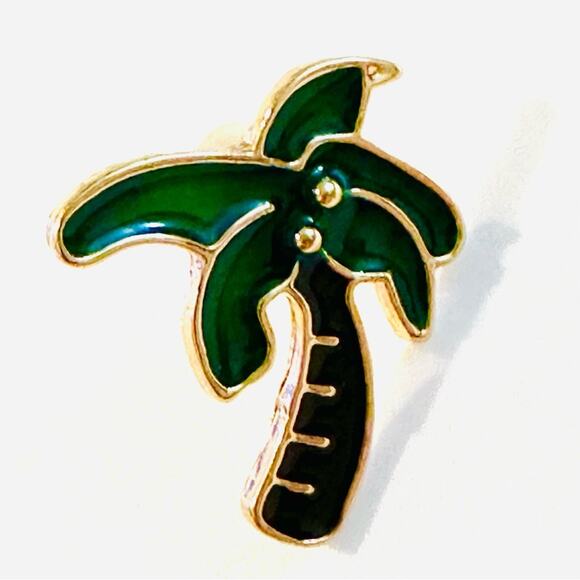 Enamel Palm Tree Stud Earrings - Picture 2 of 2